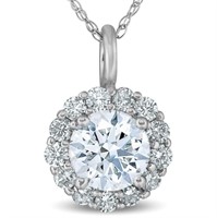 1C Genuine Diamond Pendant Necklace 14k Gold