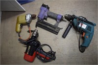 Lot of Power Tools: Corded Drills & Nail Gun