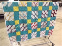 6'x5' vintage quilt, hand stitched blocks