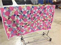 6'x5'6" vintage quilt, hand stitched blocks