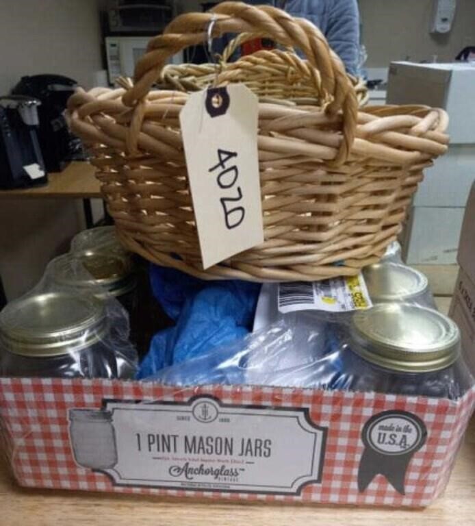Mason jars and basket