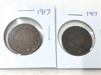 1917 Pennies X 2 Can