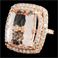 Morganite & Diamond Ring in 14K Gold