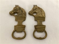 Two Brass Horse Head Bottle Openers