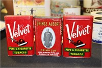 Prince Albert Crimp Cut Tobacco Tin and 2 Velvet