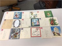 1951 used Christmas cards & envelopes