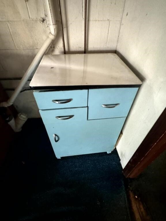 Vintage 1950s enamel top kitchen cabinet