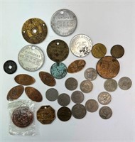 Various Tokens and Stamped Pennies