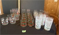 Large lot of Christmas glasses