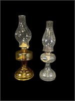 2- Antique Glass Oil Lamps
