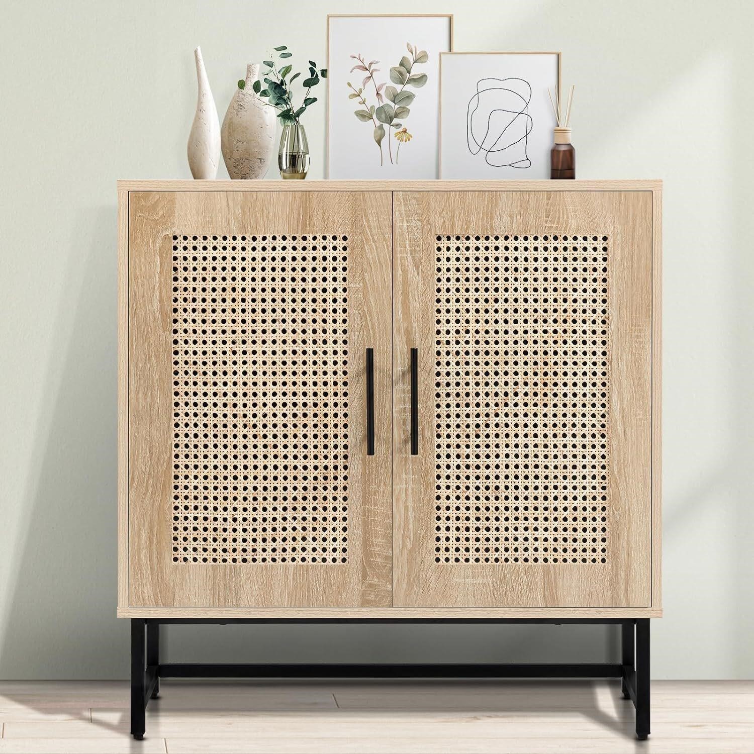 $110  Storage Cabinet with Handmade Rattan Doors