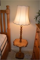 58" Wood Table with Lamp
