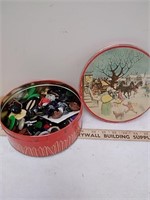 Vintage tin and buttons