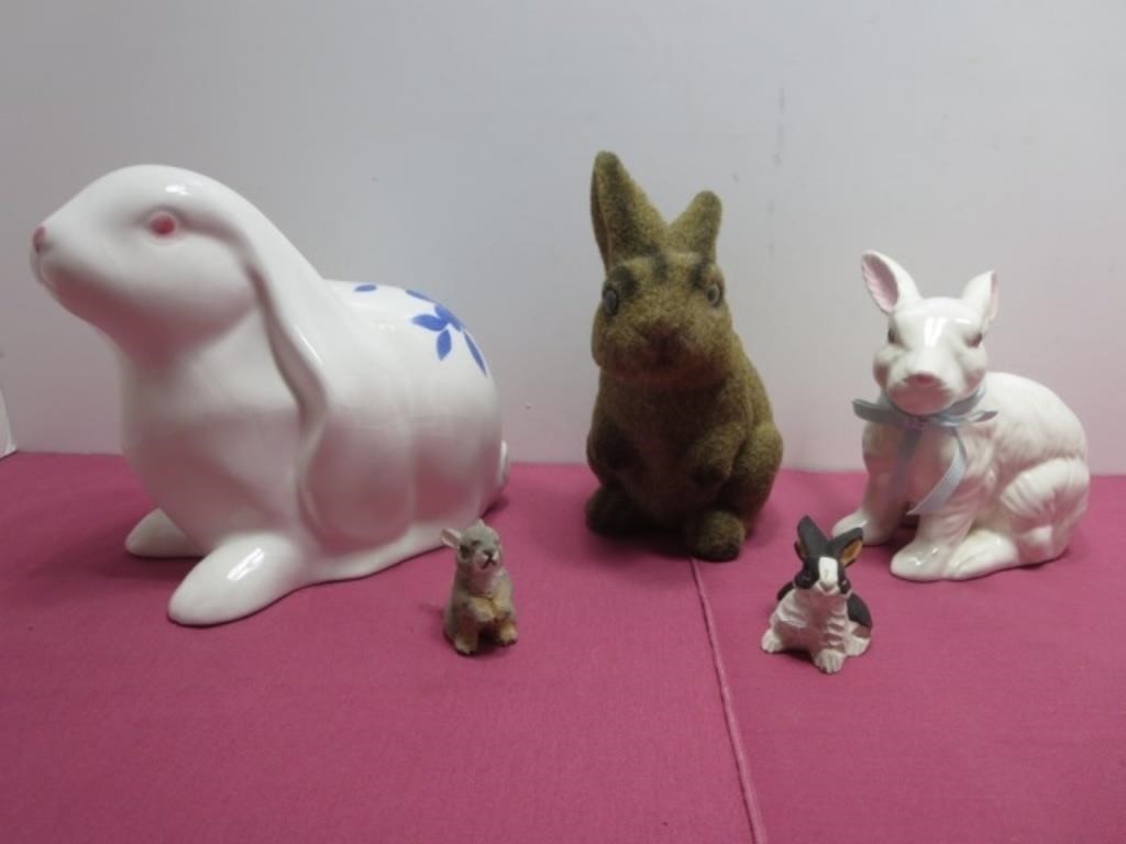 *VTG Rabbit Bunny Lot Brown Felt Enesco Easter