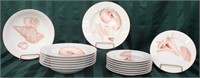 16PC FITZ AND FLOYD "COQUILLE" SHELL DISHES
