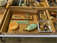 Vintage Brush, Powder Box, Buttons