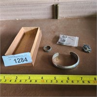 Vintage Silver Bracelet, Pin, Ring & Earrings