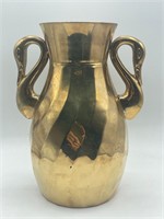 Vintage Brass Double Swan Vase