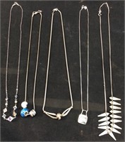 5 STERLING SILVER NECKLACES LOT