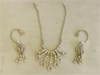 Vintage Rhinestone Earrings & Necklace
