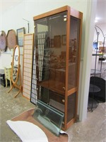 TEAK VENEER LIGHTED GLASS CHINA CABINET