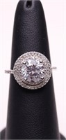 STERLING ROUND CUT WHITE SAPPHIRE RING, LAB GROWN