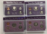 4 US proof sets 1986,87,88,1989