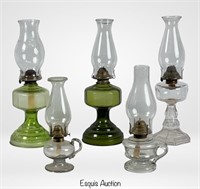 Group of Antique & Vintage Kerosene Oil Lamps