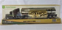 Sealed ERTL John Deere dairy semi with cows