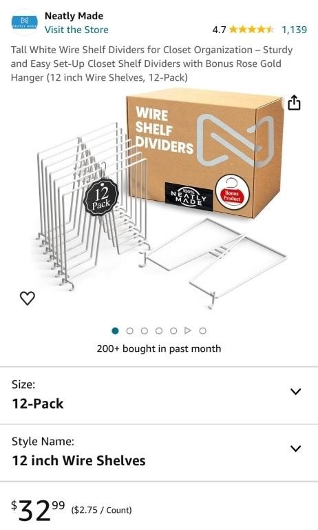 CLOSET SHELF DIVIDERS (OPEN BOX)