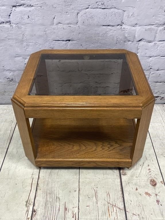 Smoked Glass Inset End Table