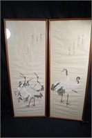 Two large signed Chinese paintings on linen