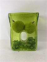 Vintage Bubble Glass Vase w/ Fabric Apples & Gems