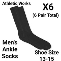 Men's Athletic Works Ankle Socks 6 Pair Size 13-15