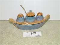 Vintage 7.75" Porcelain Lustreware condiment Boat