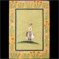 Indian Deccan Mughal Miniature Painting Of A Princ