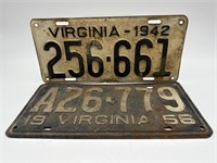 1942, 1956 VIRGINIA LICENSE PLATES