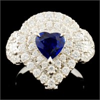 18K Gold 0.85ct Sapphire & 1.43ctw Diamond Ring