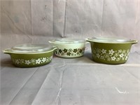 Crazy Daisies Pyrex Casserole Dishes with Lids