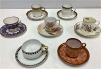 Seven Porcelain and China Cups and Saucers