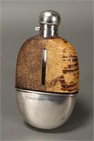 George V Sterling Silver and Glass Flask,