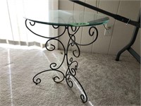 iron base, glass side table, extra glass pc