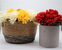 Basket and Vase with Artificial Flowers