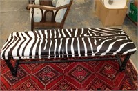 Bedside Bench w/ Zebra Skin FABRIC Top