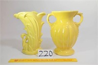 Lot of 3 McCoy Vases - 1 Double Handled Vase Does