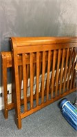 Double wood bed head and footboard