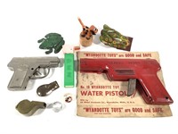 Vtg Dick Tracy Cap Gun Whistles Pez Clackers Rings