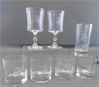 Assortment of Clear Glass with Frosted Letters