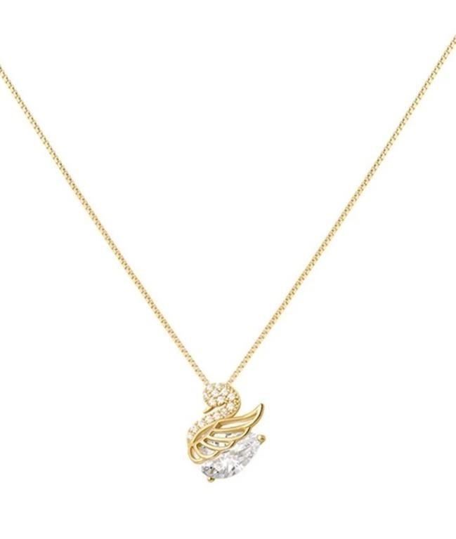DARLING STERLING SILVER 1CT CZ SWAN NECKLACE