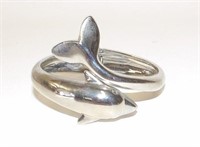 Silver Dolphin Hinged Bracelet